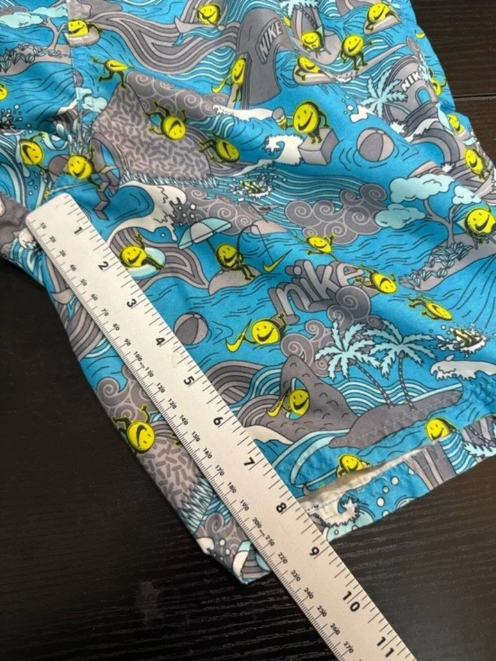 Nike Boys Pool Party 7” Volley Swim Shorts XL 158-170 Blue Smiley Face Lined